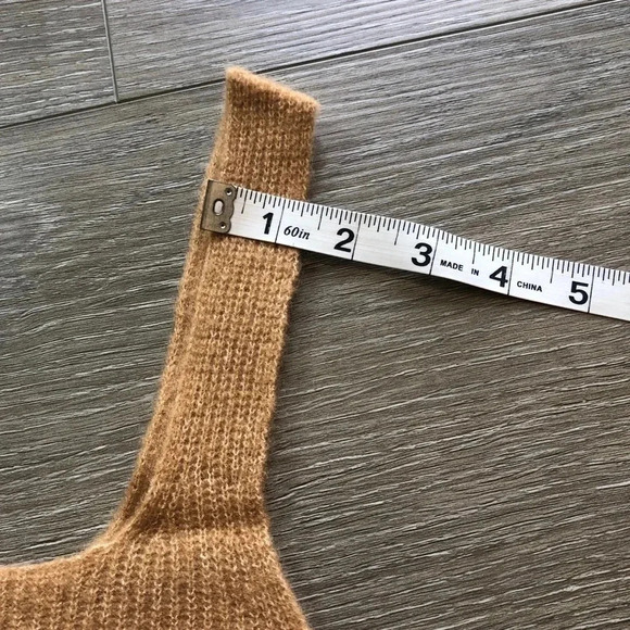 Everlane Camel Tan Wool Yak Hair Blend Ribbed Cozy Stretch Tank Size Large NWT - Picture 7 of 11